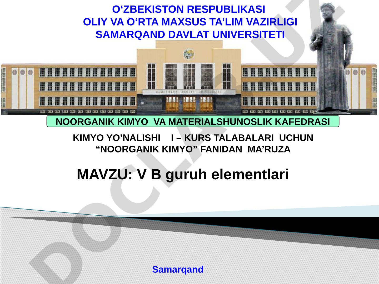 V B guruh elementlari