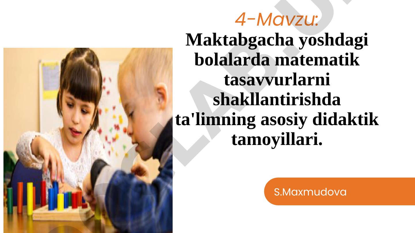 Maktabgacha yoshdagi bolalarda matematik tasavvurlarni shakllantirishda ta'limning asosiy didaktik tamoyillari