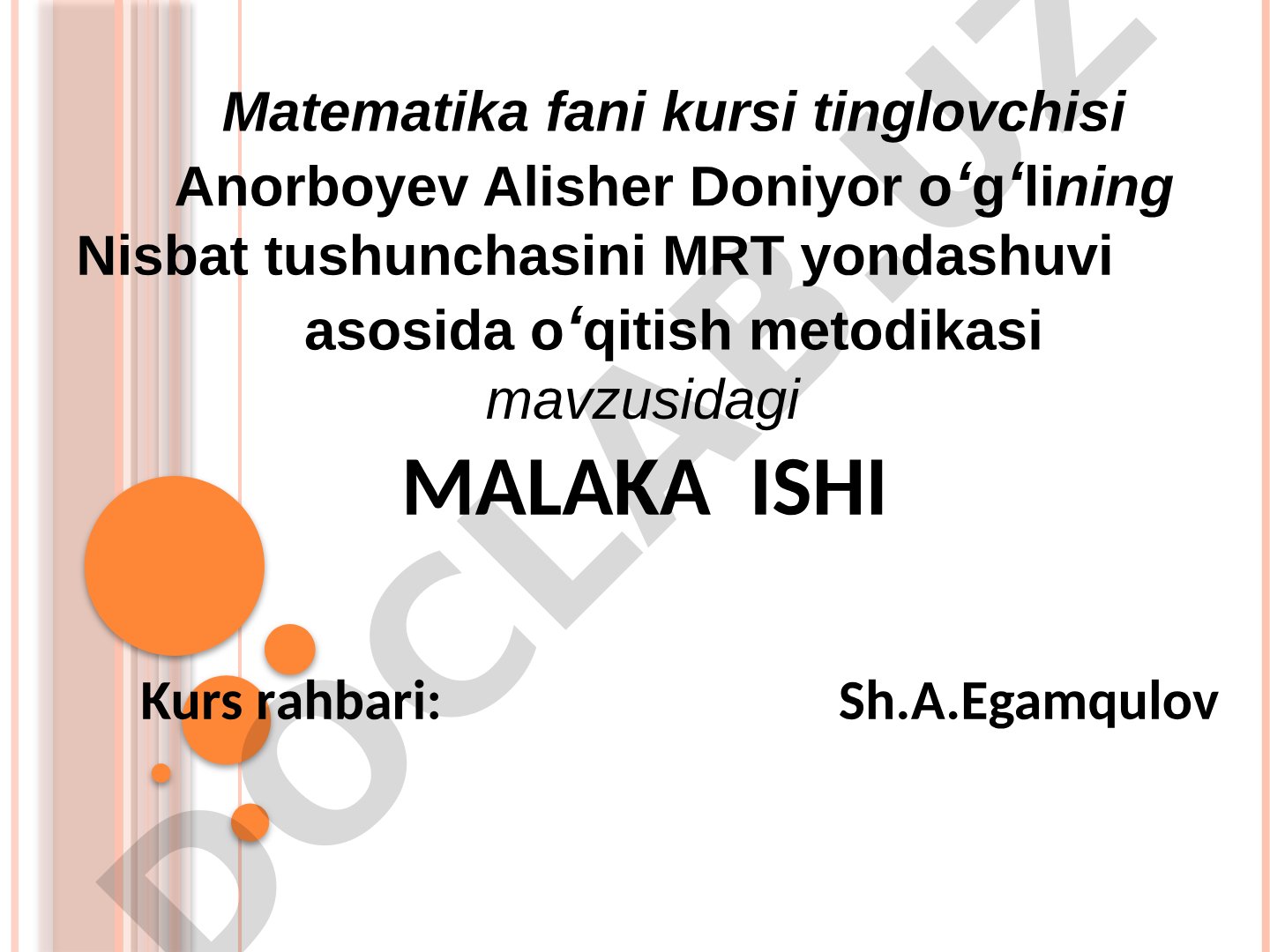 Nisbat tushunchasini MRT yondashuvi asosida o‘qitish metodikasi