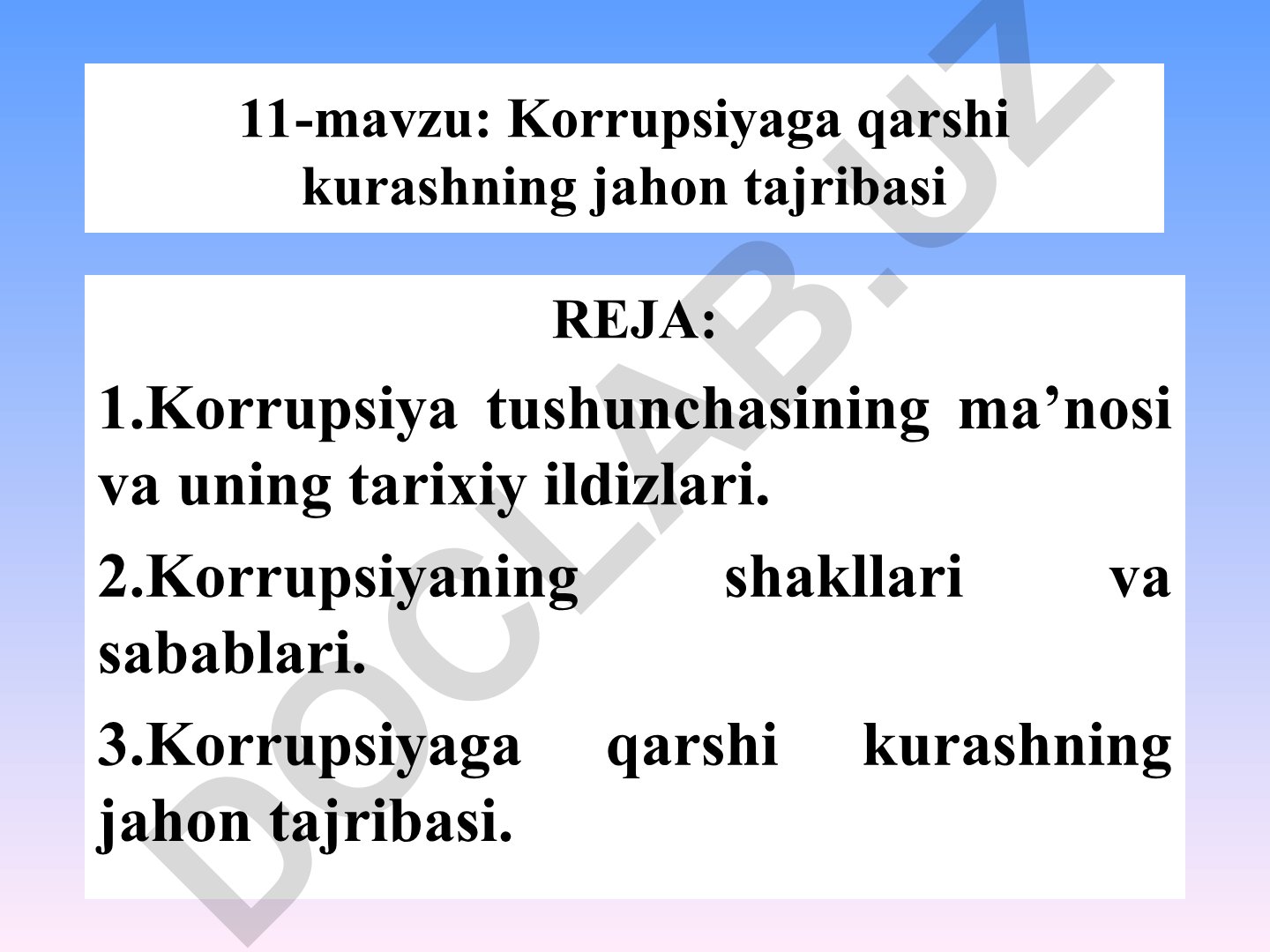 Korrupsiyaga qarshi kurashning jahon tajribasi