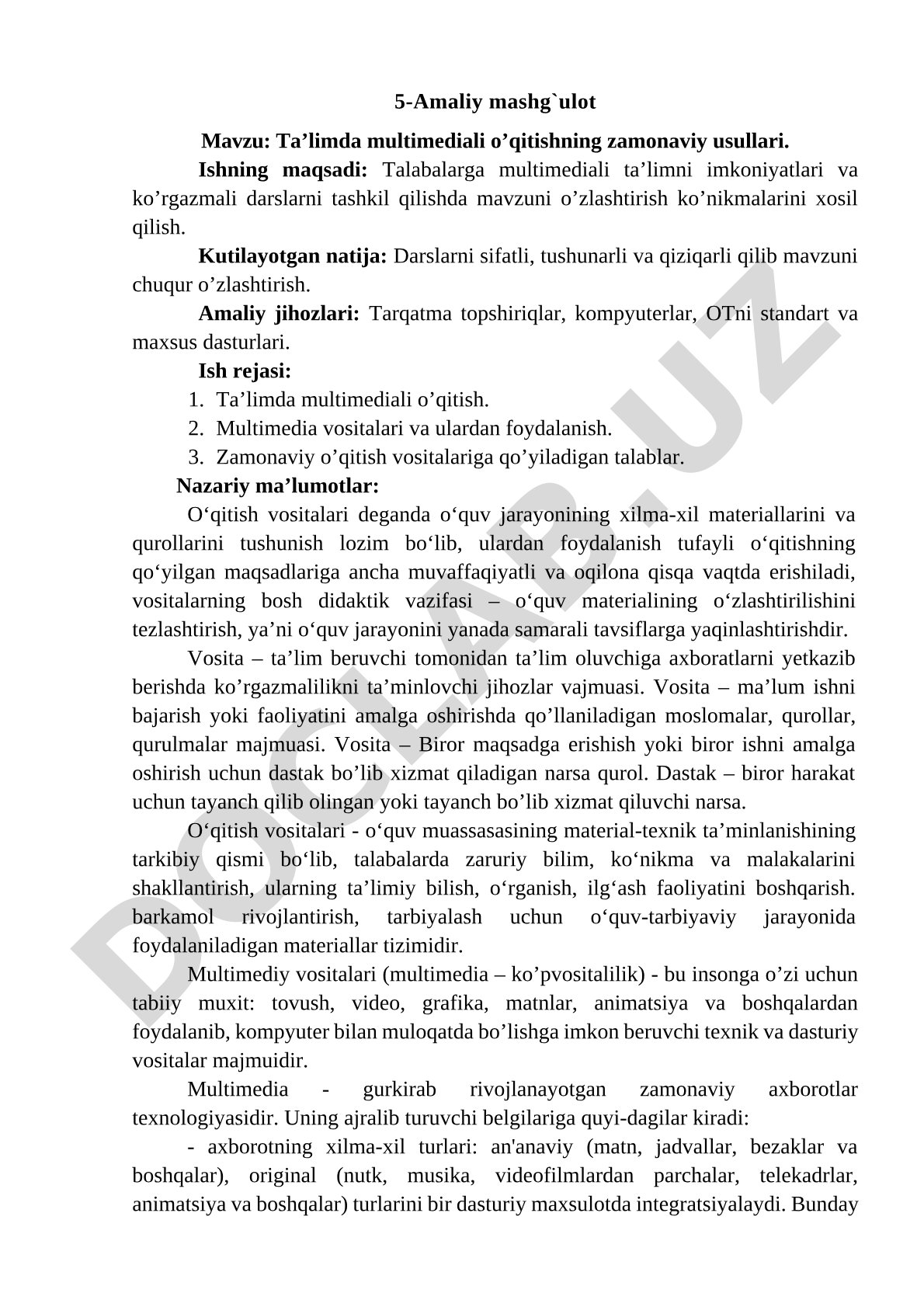 Ta’limda multimediali o’qitishning zamonaviy usullari