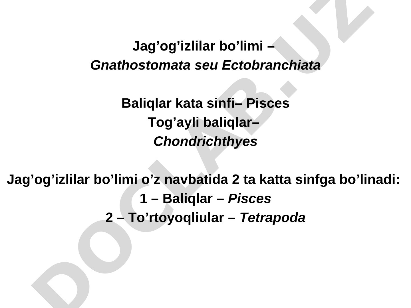Tog‘ayli baliqlar sinfi (Chondrichthyes) tasnifi
