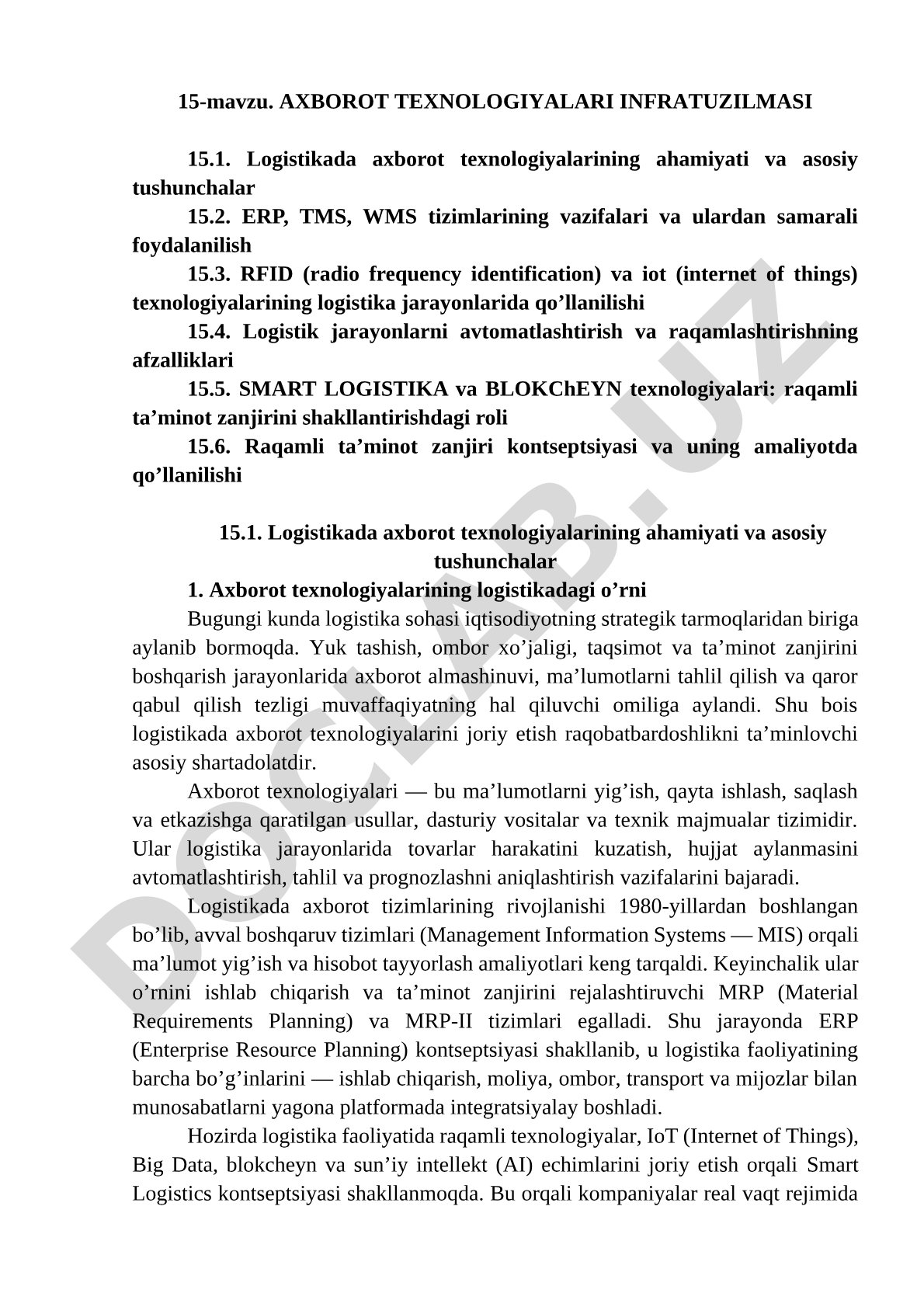AXBOROT TEXNOLOGIYALARI INFRATUZILMASI