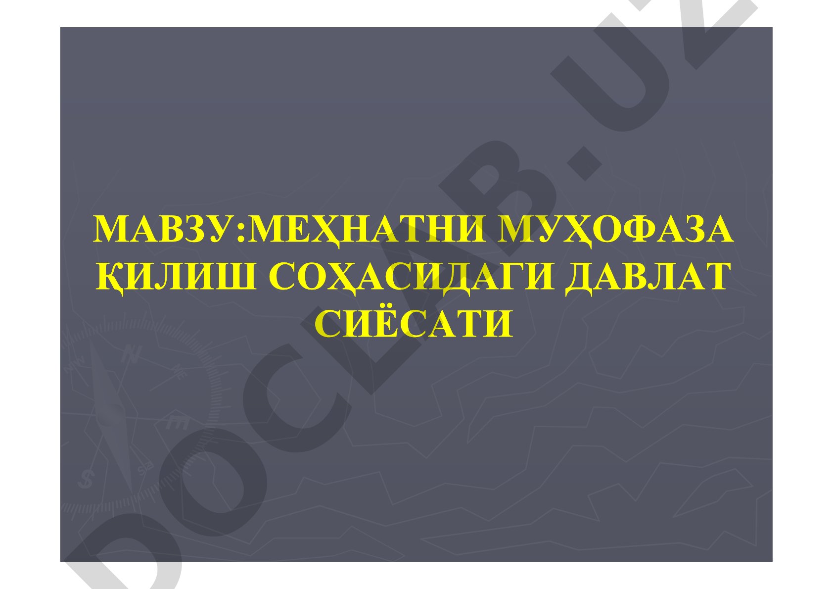 Меҳнатни муҳофаза қилиш соҳасидаги давлат сиёсати