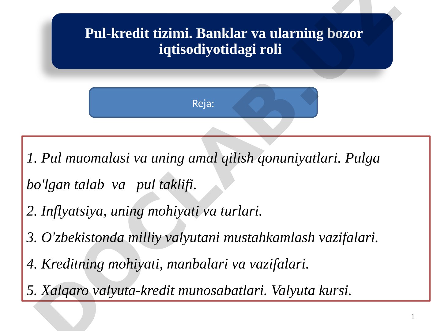 Pul muomalasi va kredit tizimi
