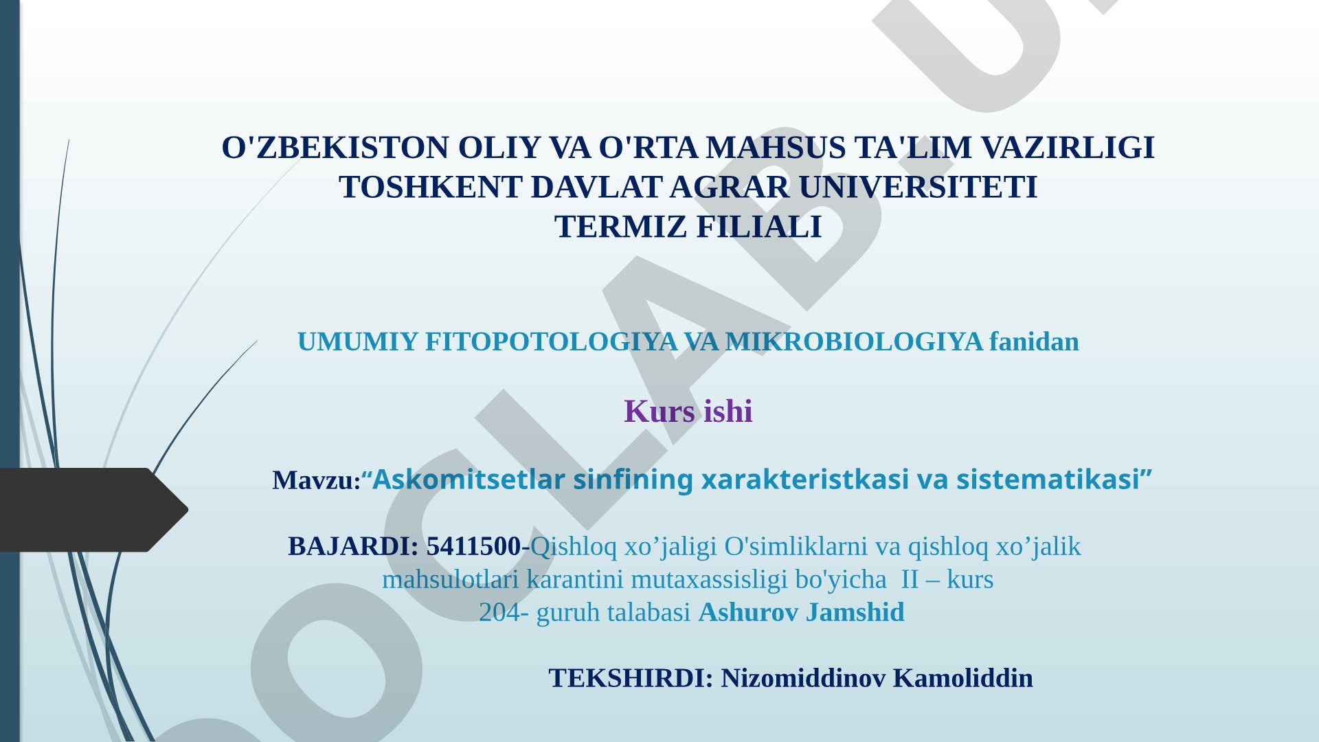 Askomitsetlar sinfining xarakteristkasi va sistematikasi