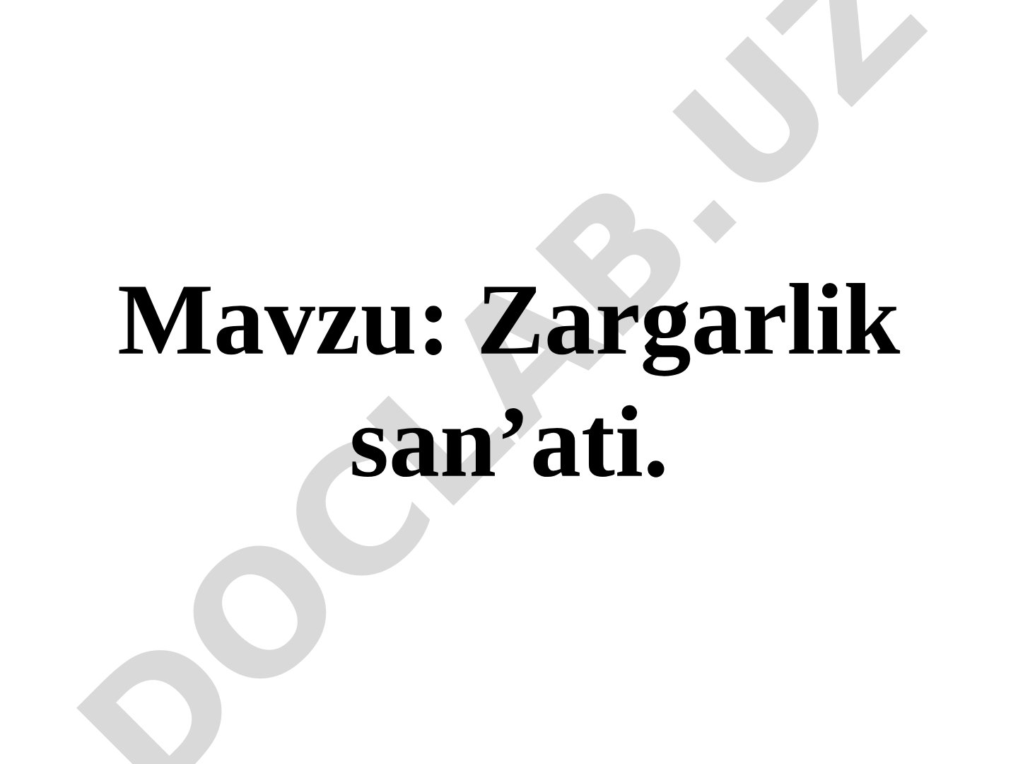 Zargarlik san’ati