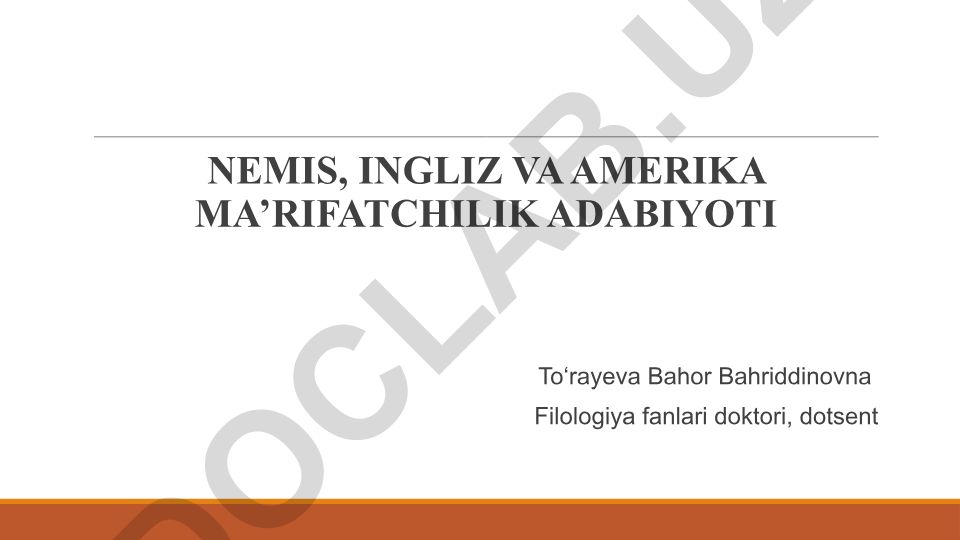 Nemis, Ingliz va Amerika ma'rifatchilik adabiyoti