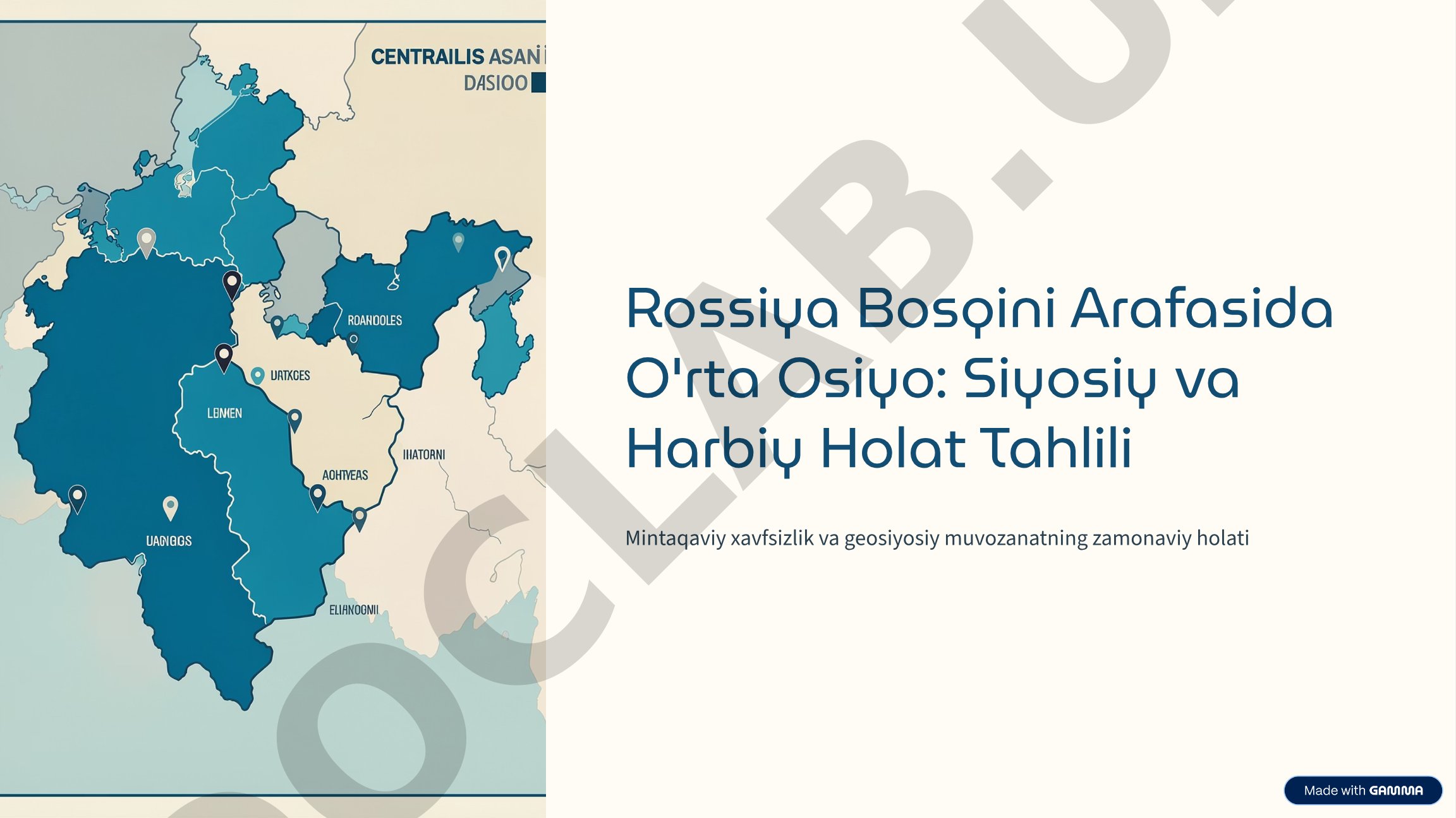 Rossiya bosqini arafasida O'rta Osiyo siyosiy va harbiy holat tahlili