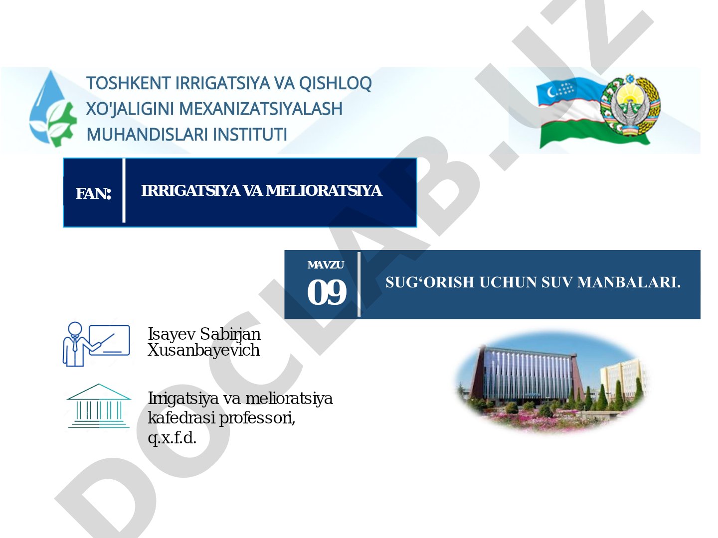 Sug'orish uchun suv manbalari