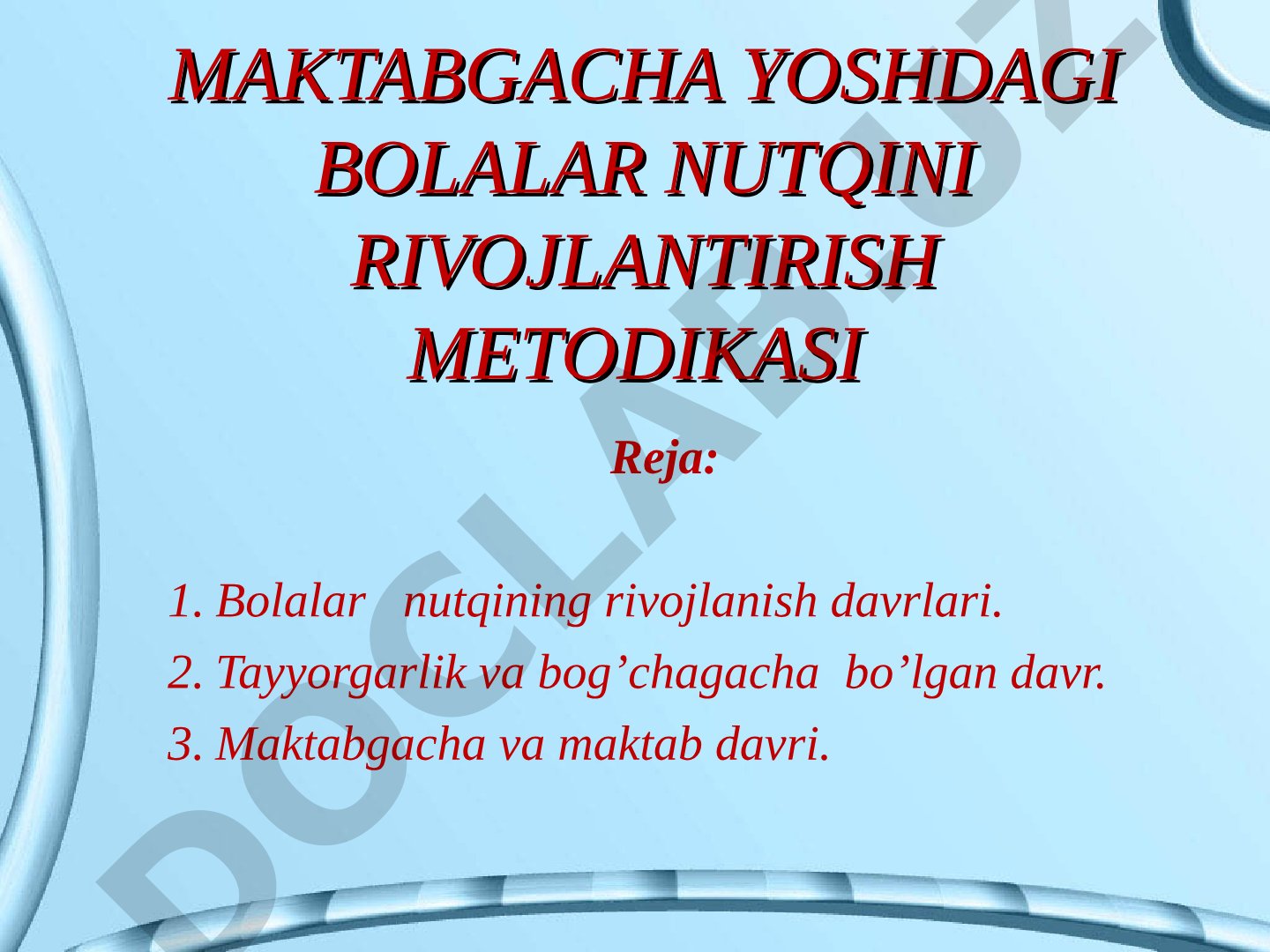 Maktabgacha yoshdagi bolalar nutqini rivojlantirish metodikasi