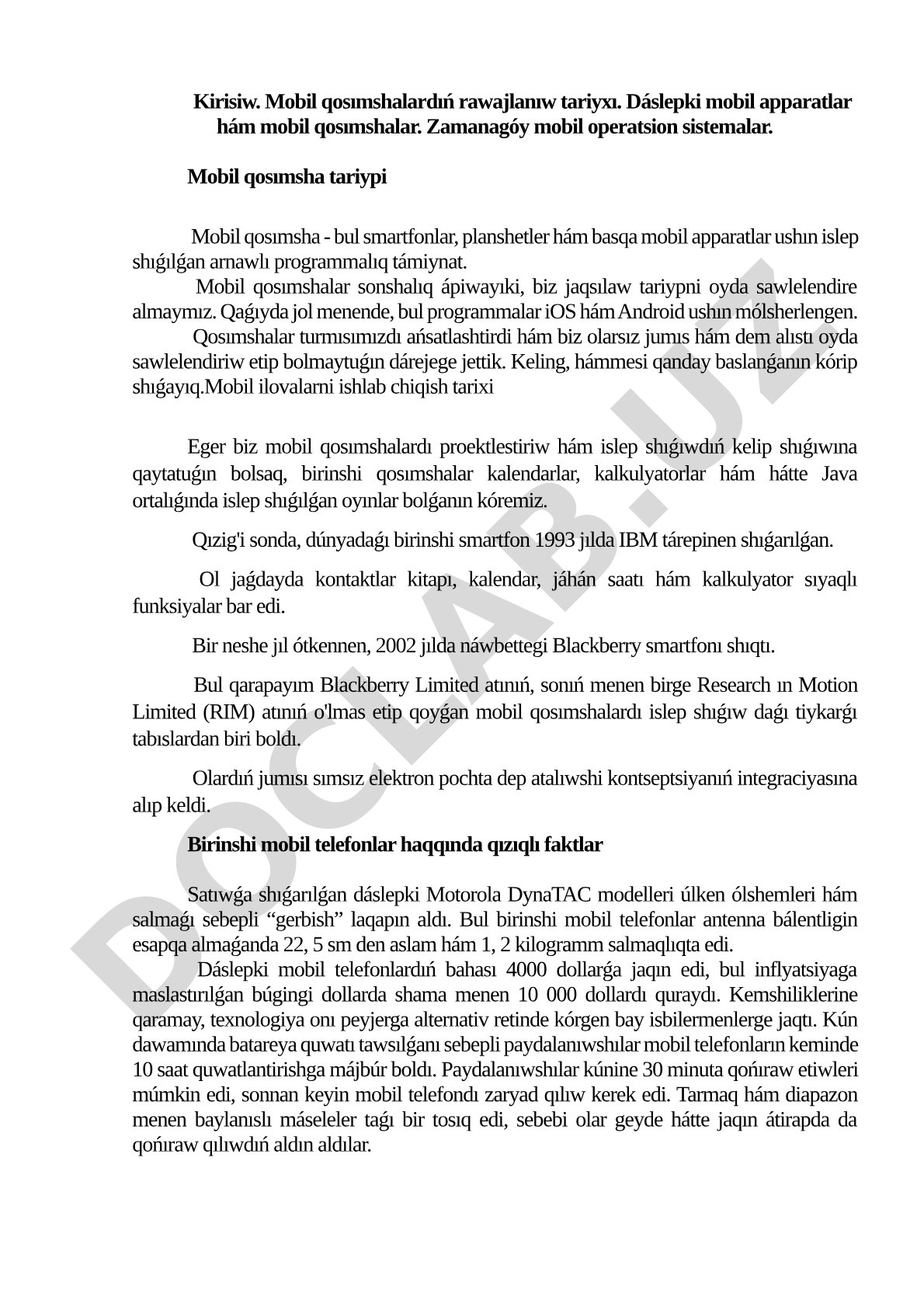 Mobil qosımshalardıń rawajlanıw tariyxı
