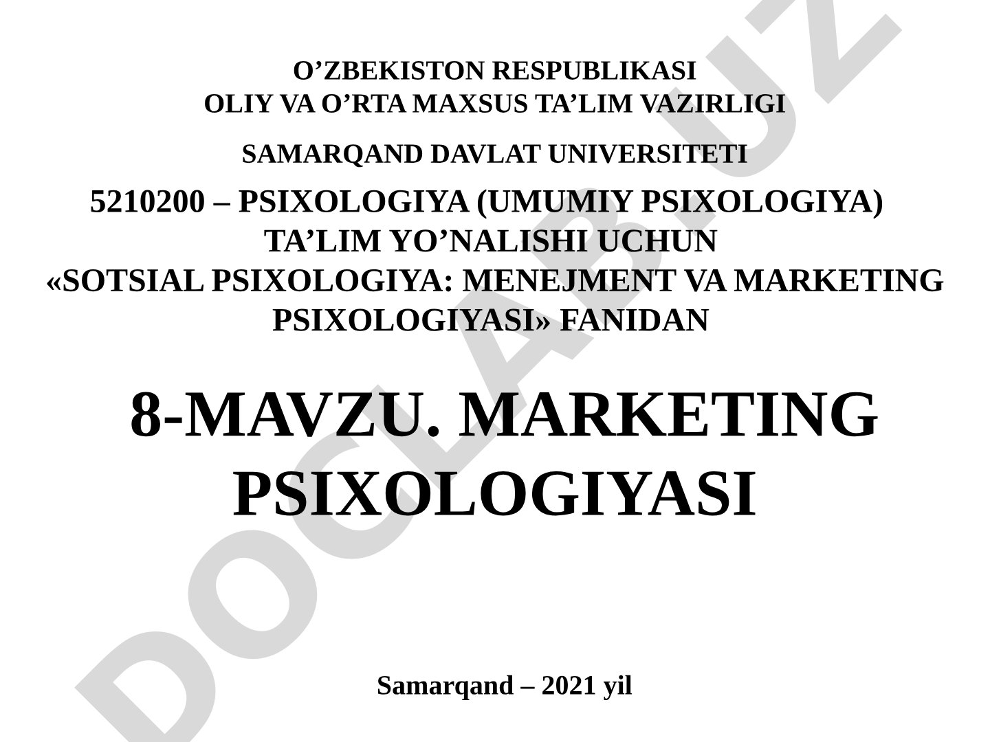 Marketing tushunchasi, mohiyati, maqsadi, tamoyillari va vazifalari