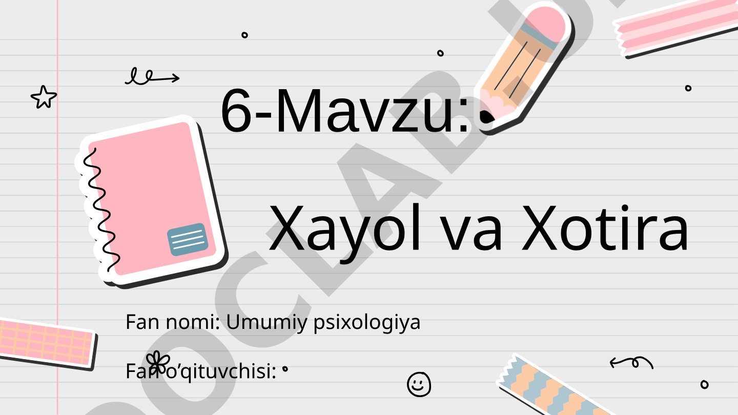 Xayol va Xotira