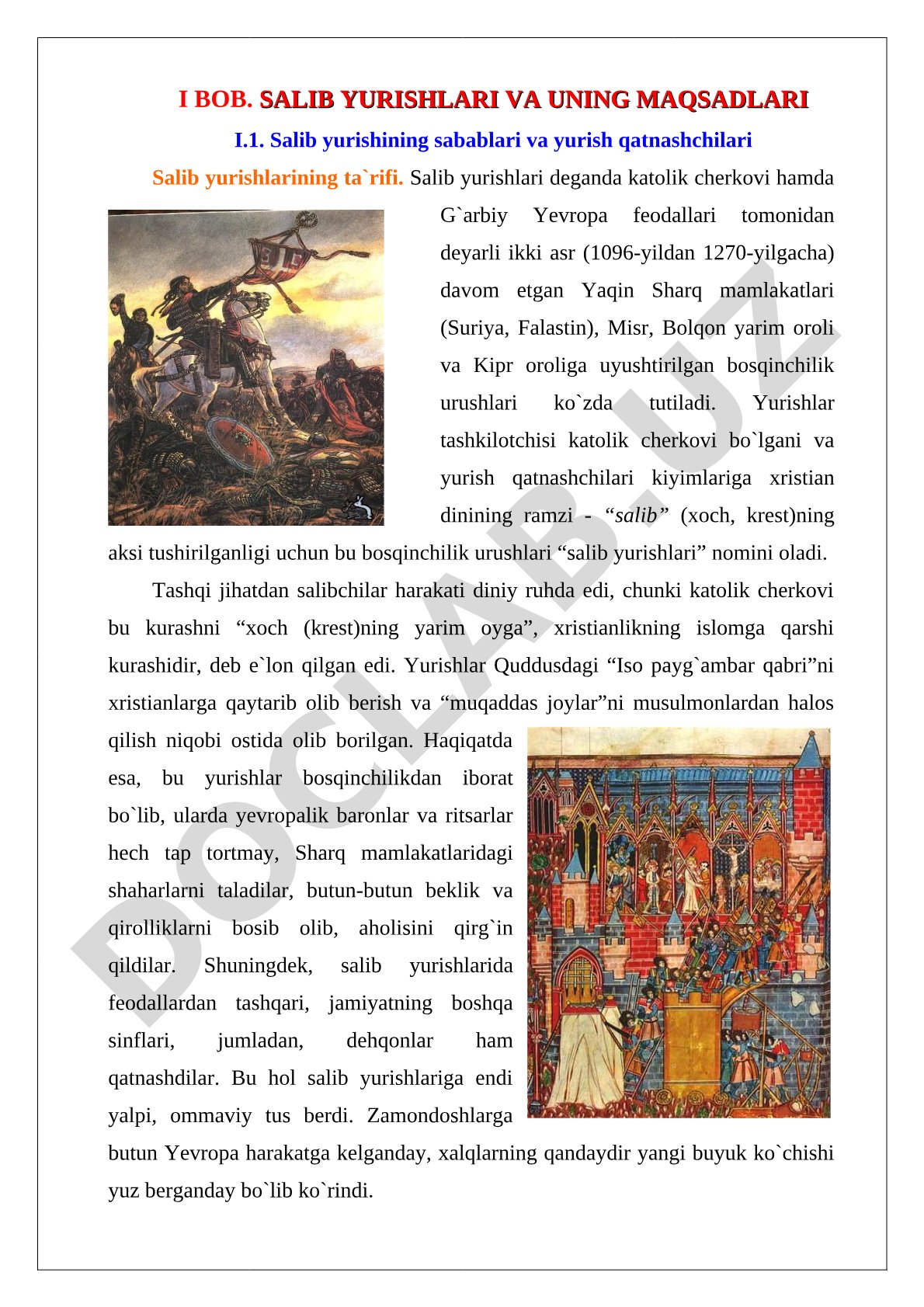 Salib yurishlari va uning maqsadlari