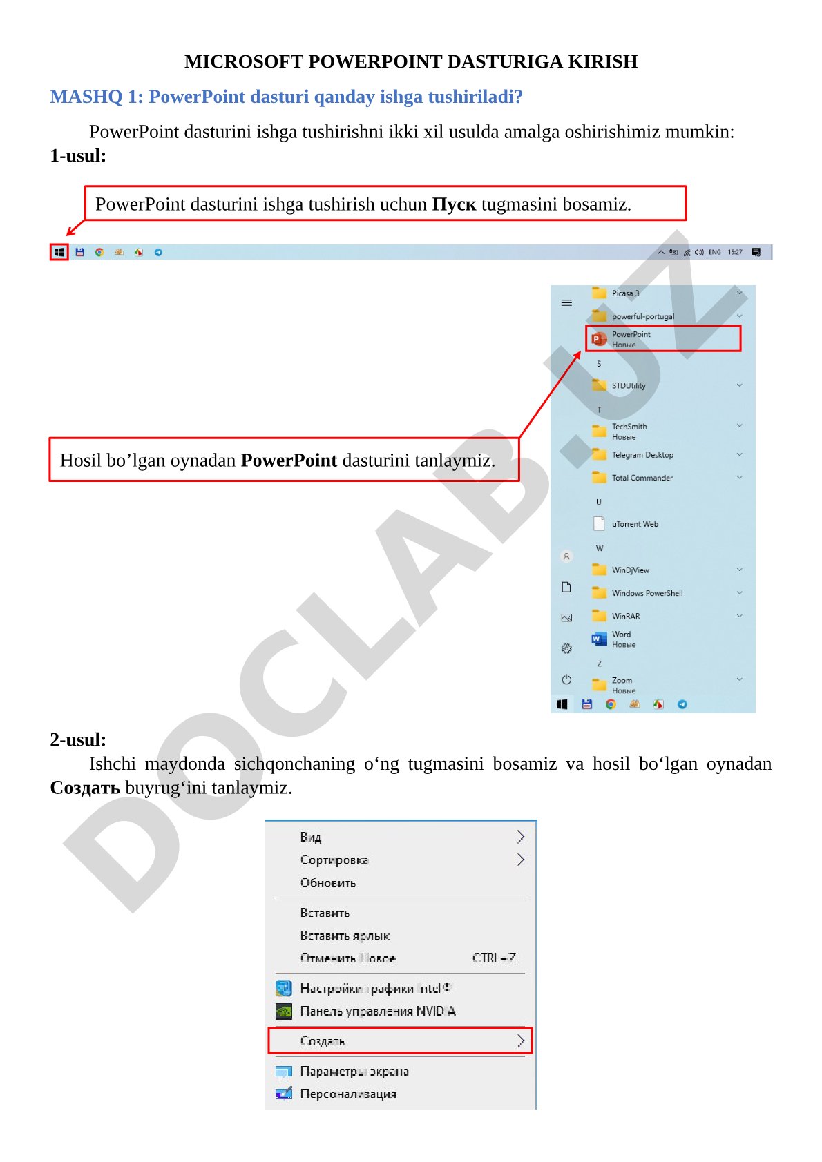 Microsoft PowerPoint dasturiga kirish