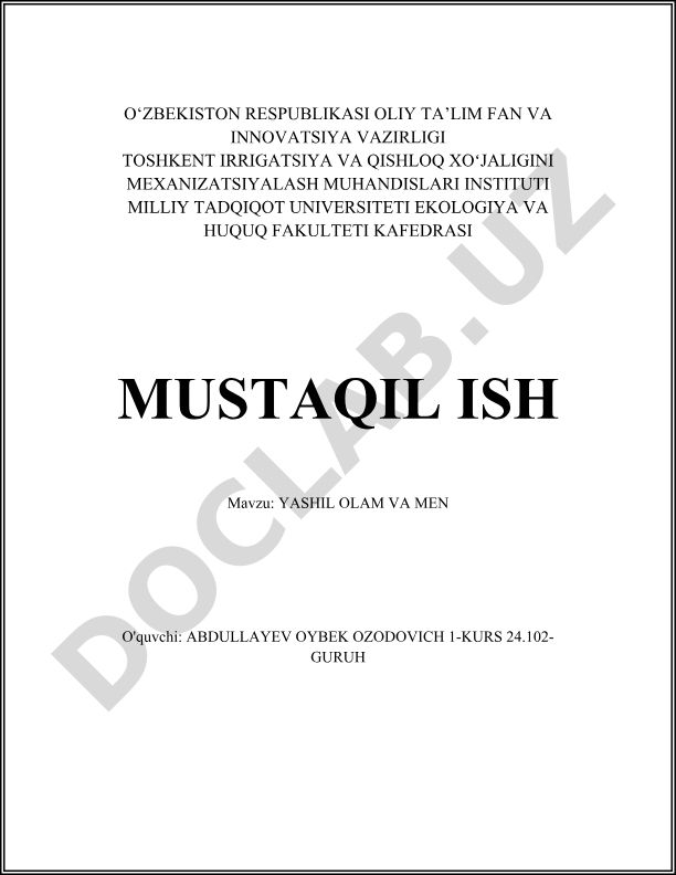Yashil Olam va Men