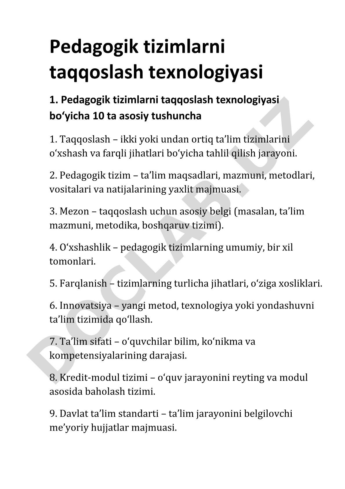 Pedagogik tizimlarni taqqoslash texnologiyasi