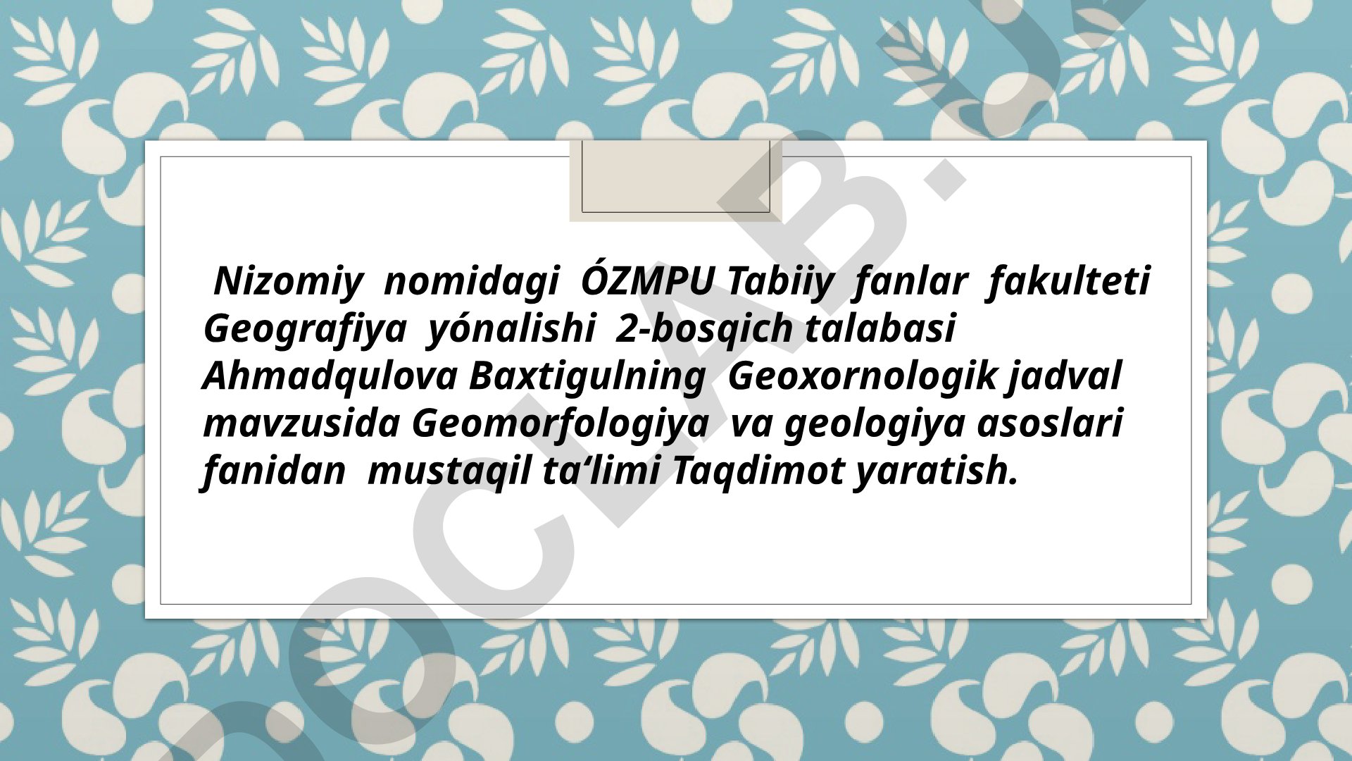 Geoxronologik jadval