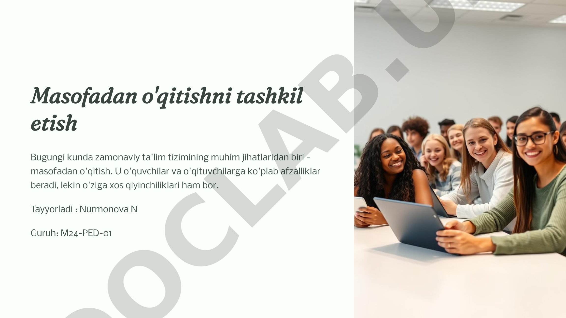 Masofadan o'qitishni tashkil etish