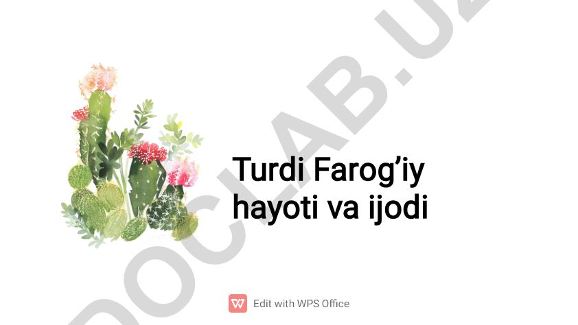 Turdi Farog'iy hayoti va ijodi