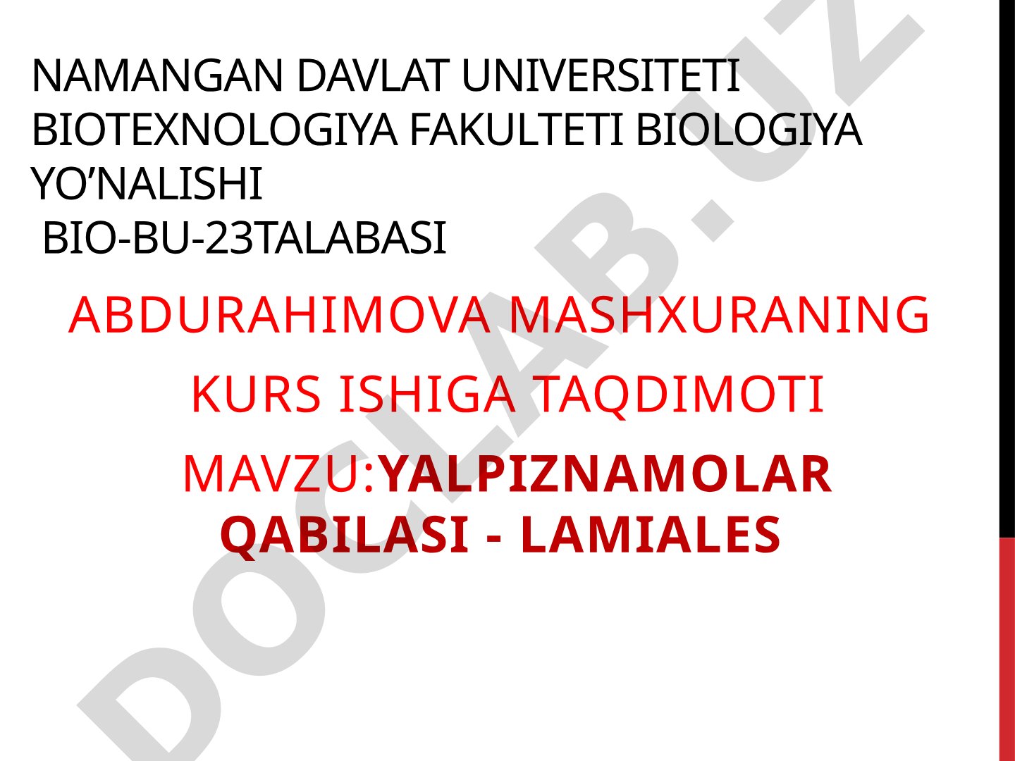 Yalpiznamolar qabilasi - Lamiales