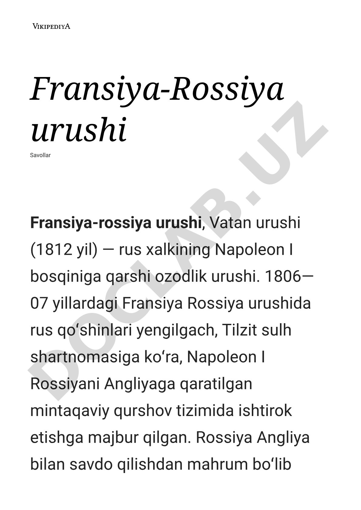 Fransiya-Rossiya urushi (1812 yil) — Vatan urushi