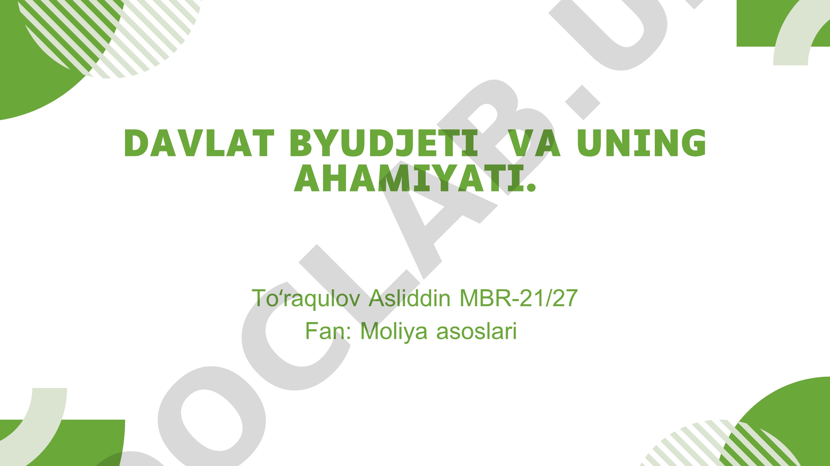 Davlat byudjeti va uning ahamiyati
