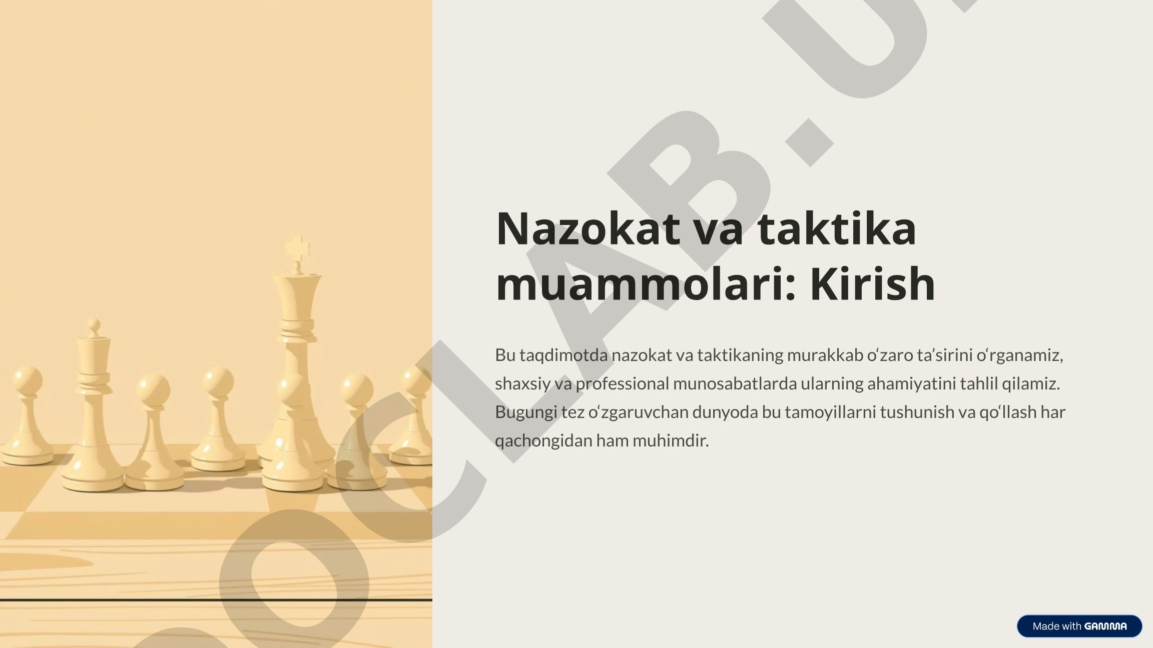 Nazokat va taktika muammolari