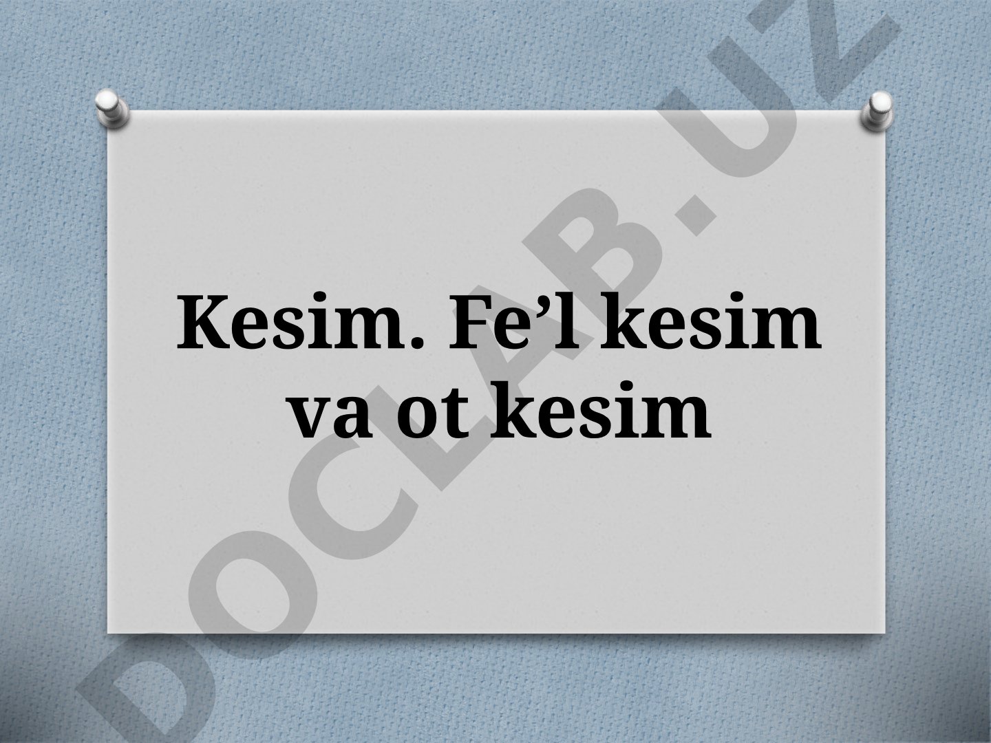Kesim. Fe’l kesim va ot kesim