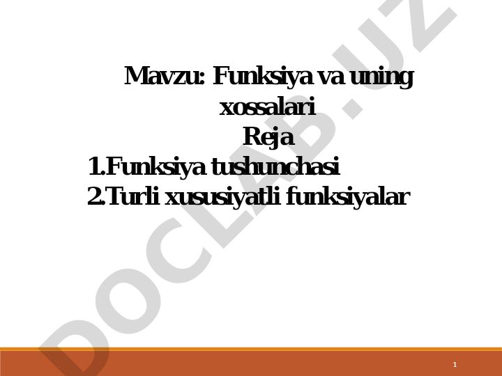 Funksiya va uning xossalari