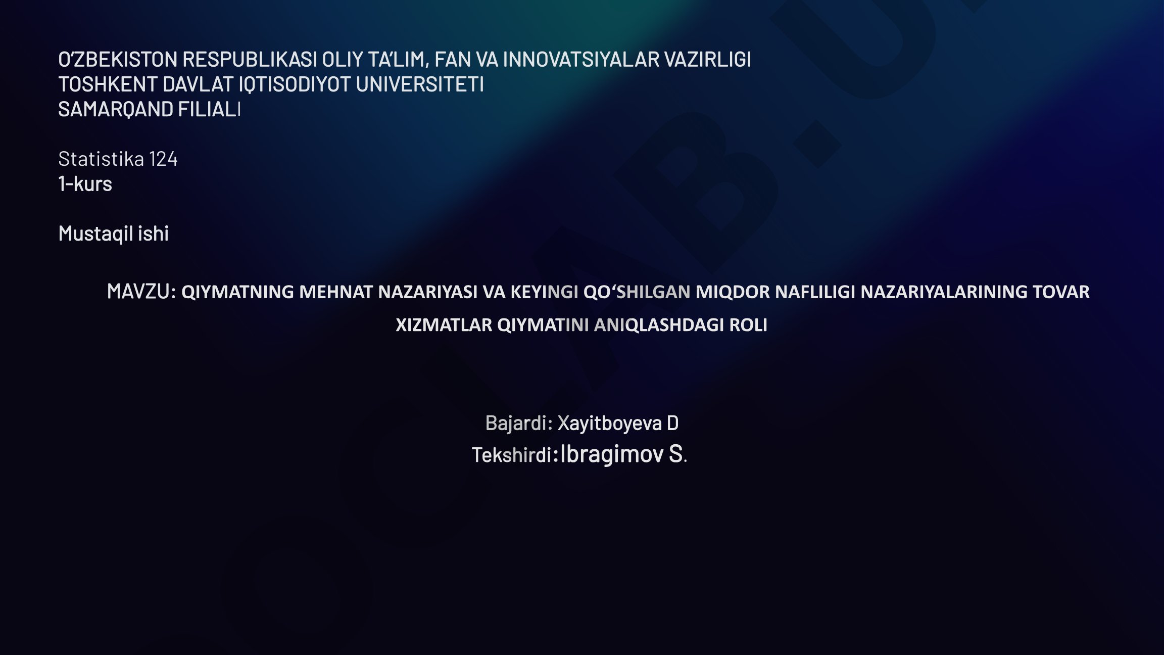 Qiymatning mehnat nazariyasi va keyingi qo‘shilgan miqdor nafliligi nazariyalarining tovar xizmatlar qiymatini aniqlashdagi roli