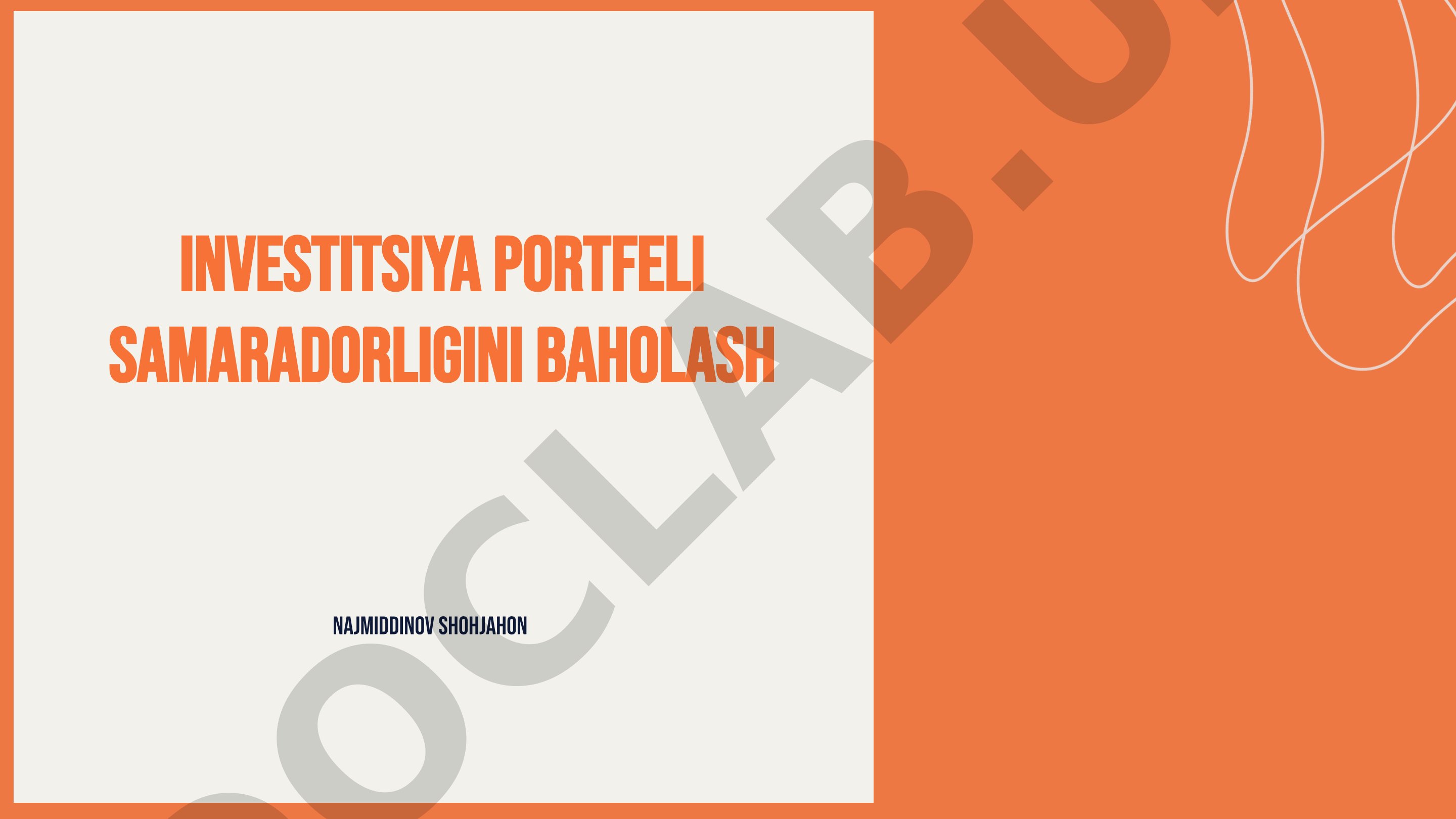 Investitsiya portfeli samaradorligini baholash