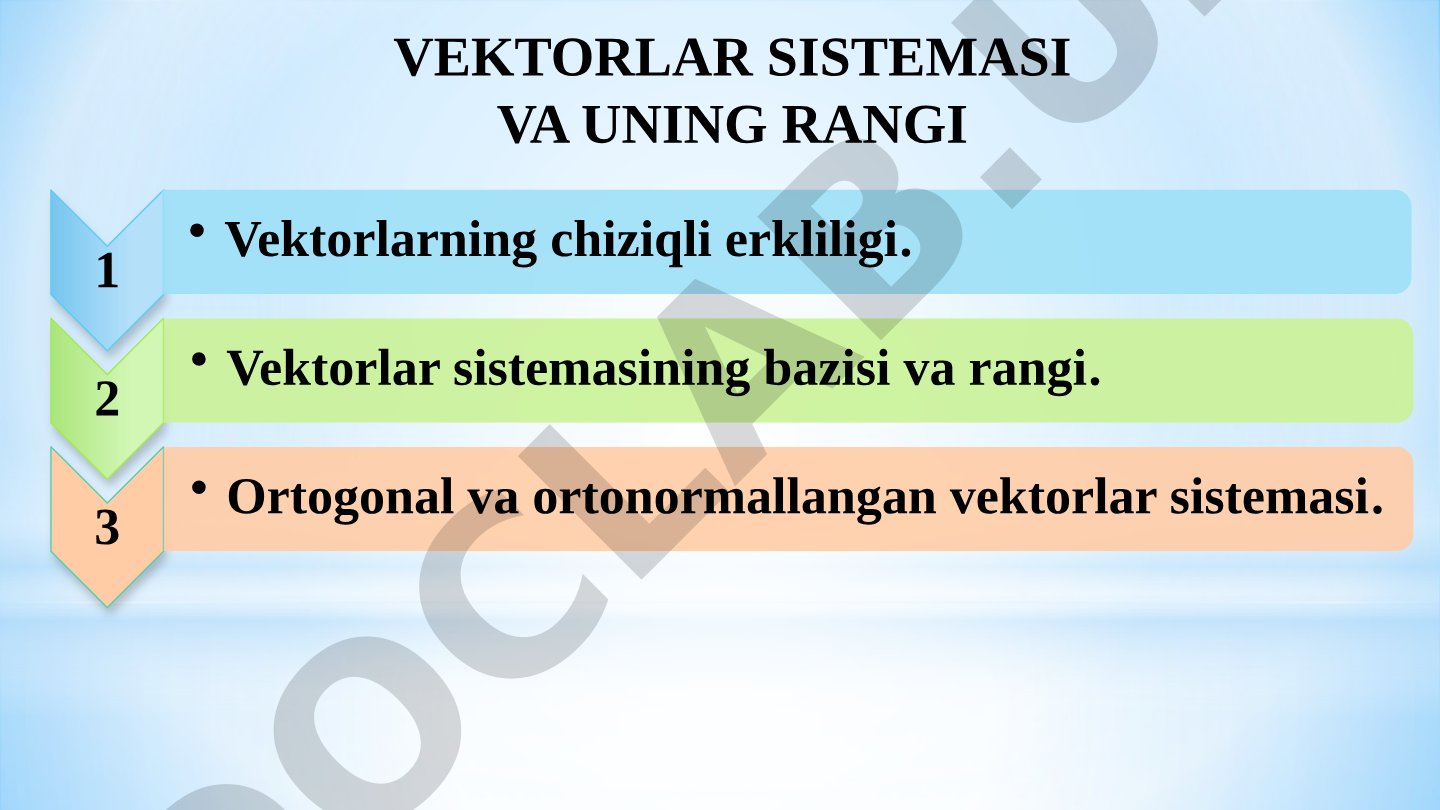 Vektorlar sistemasi va uning rangi
