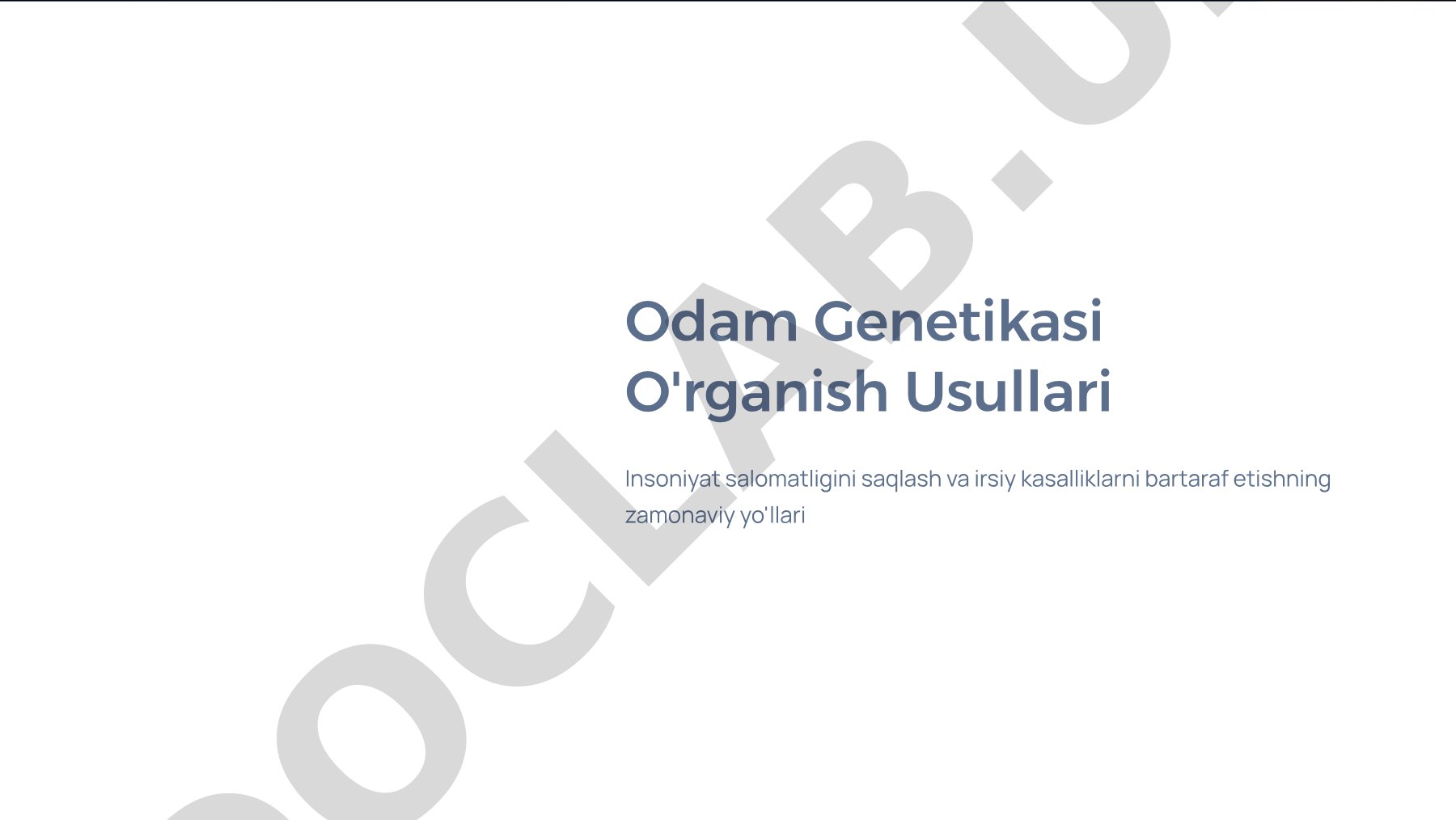 Odam Genetikasi O'rganish Usullari