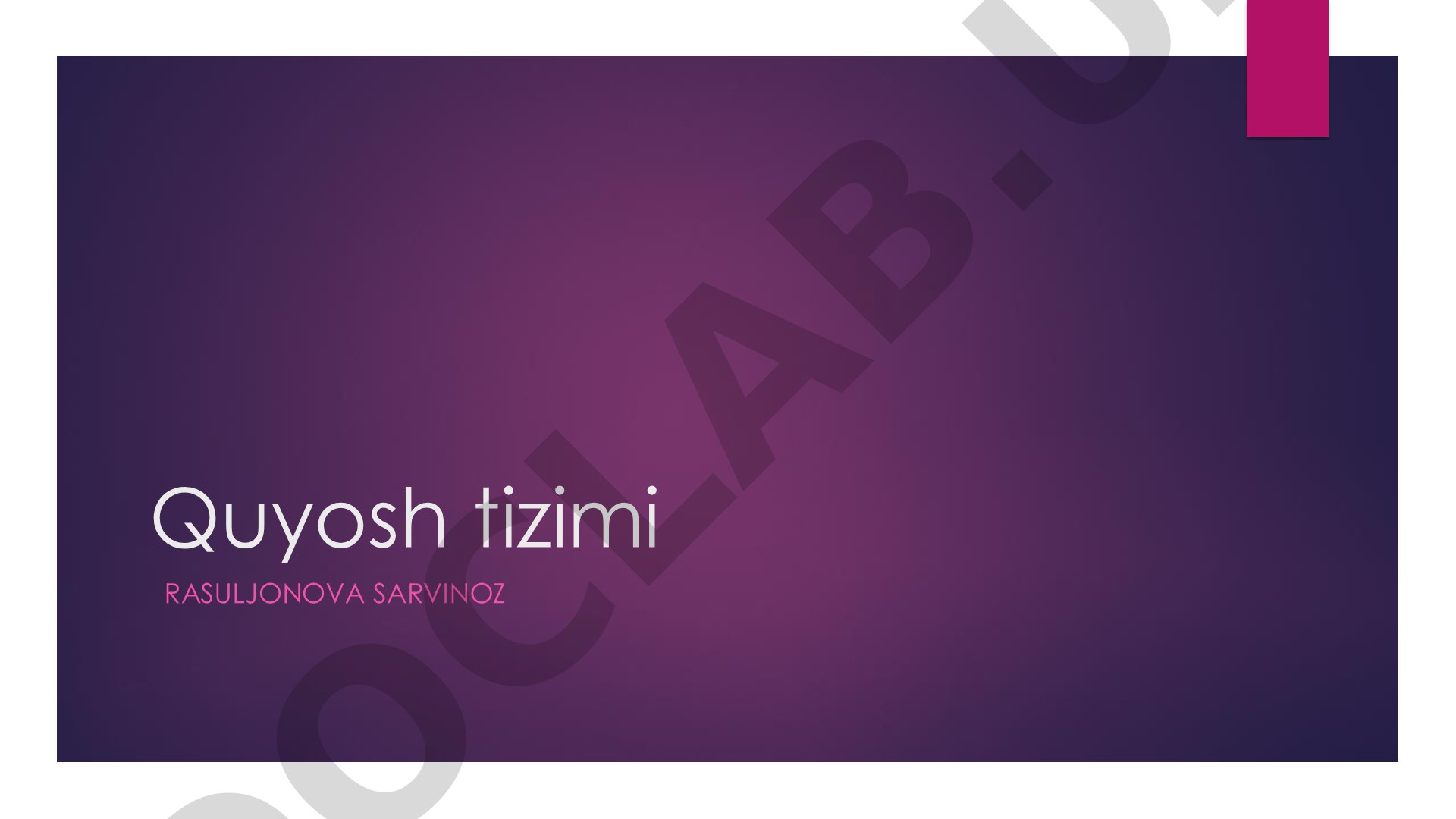Quyosh tizimi va uning sayyoralari