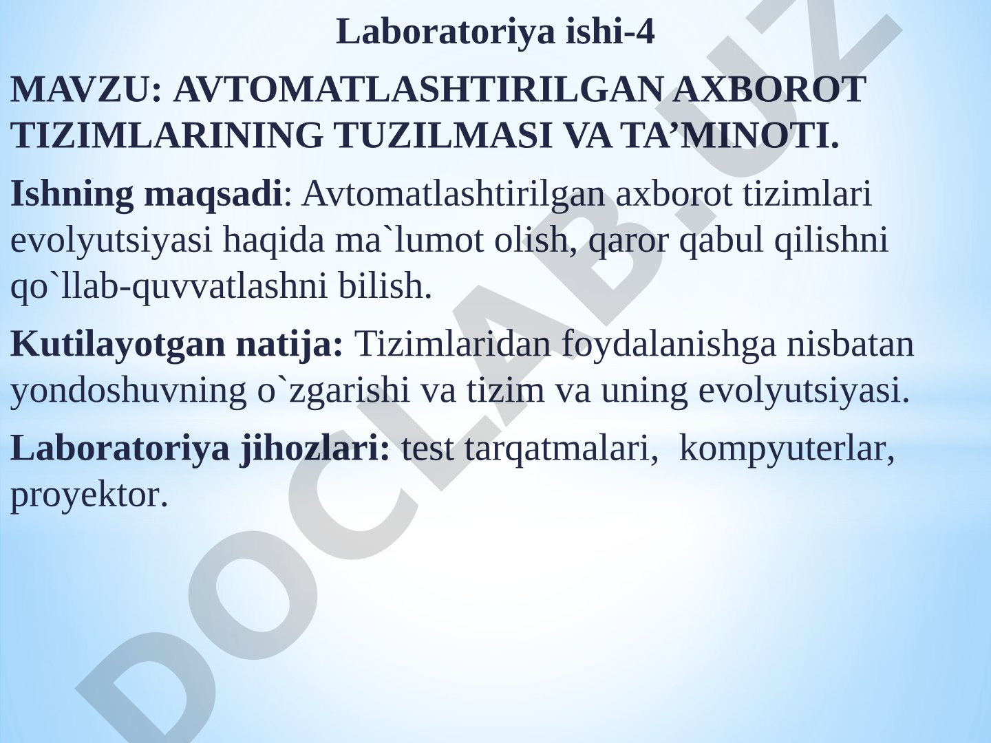 Avtomatlashtirilgan axborot tizimlarining tuzilmasi va ta’minoti