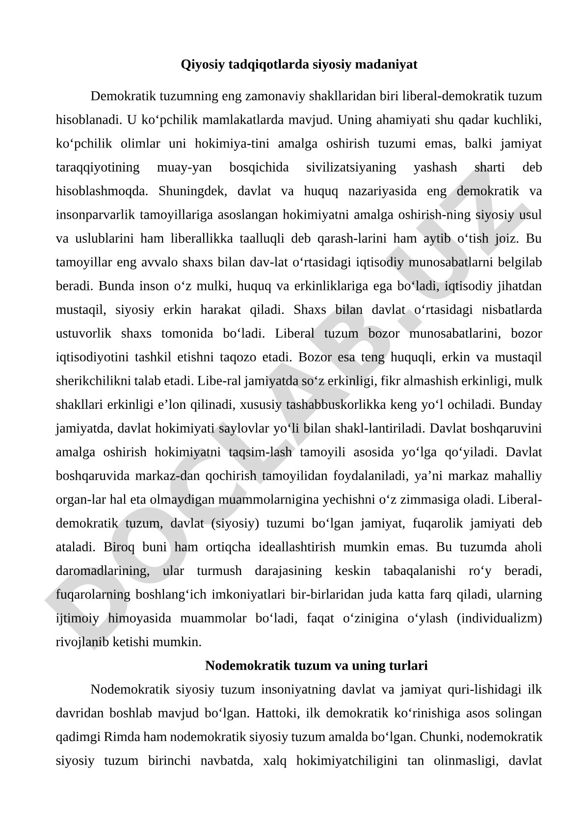 Qiyosiy tadqiqotlarda siyosiy madaniyat