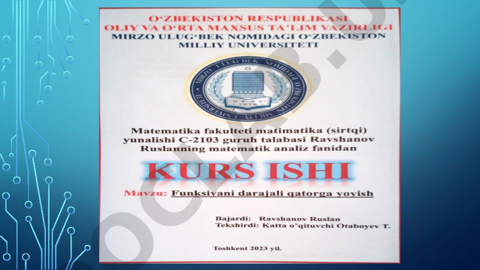 Funksiyani darajal qatorga yoyish
