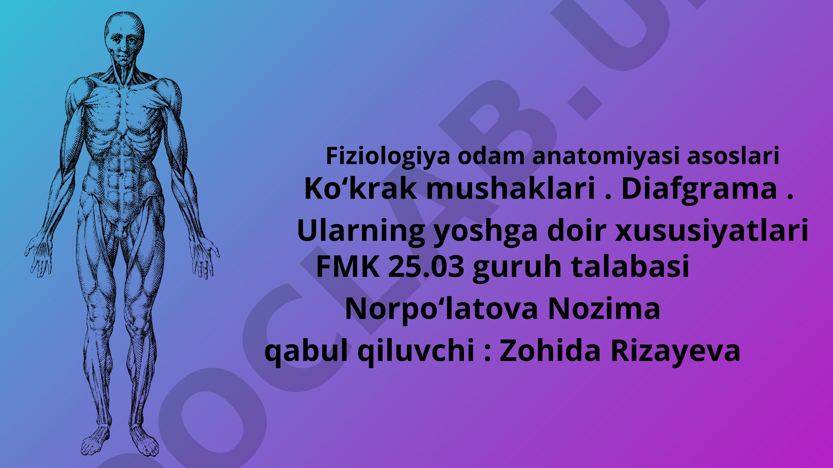 Koʻkrak mushaklari . Diafgrama. Ularning yoshga doir xususiyatlari
