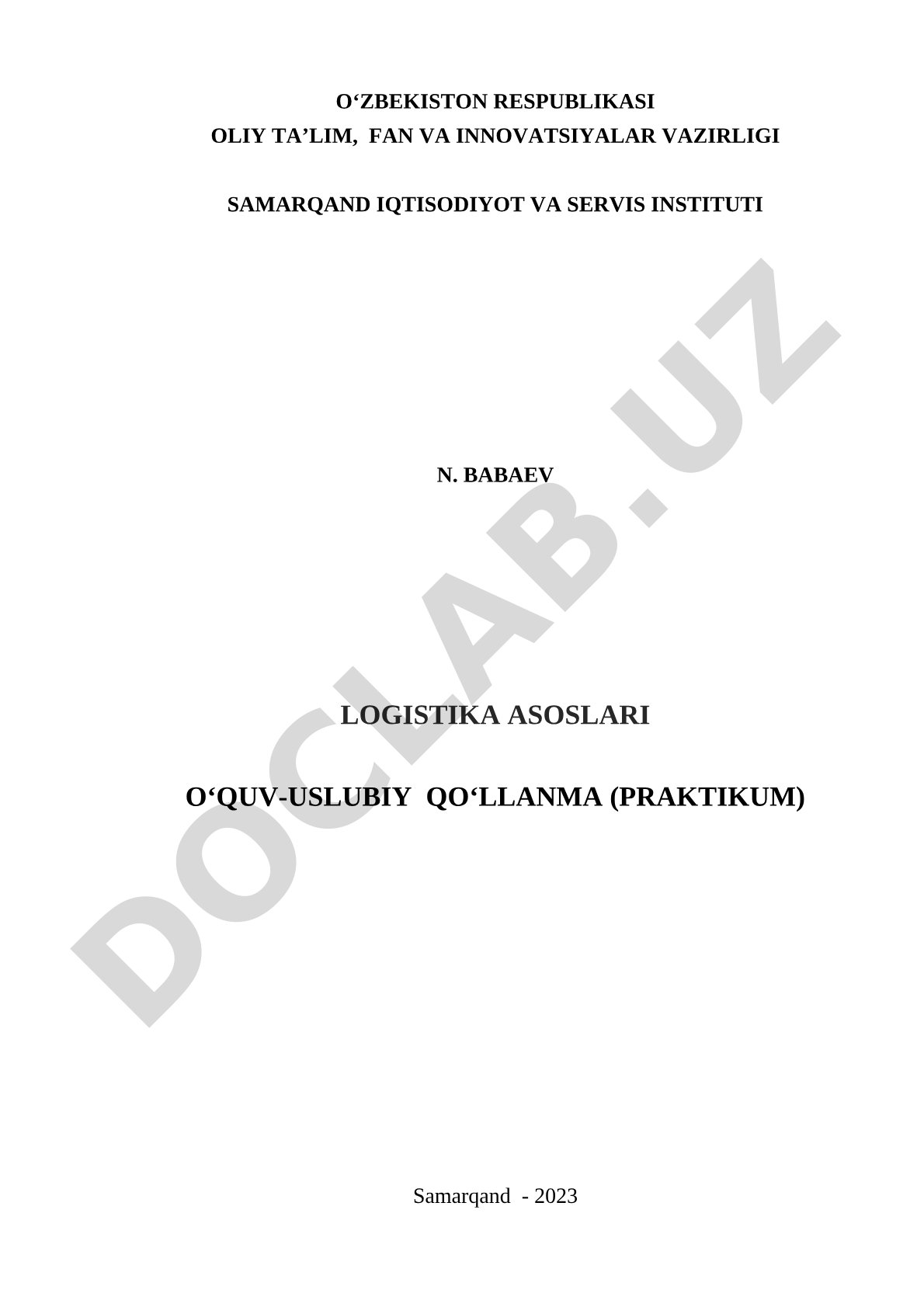 Logistika asoslari