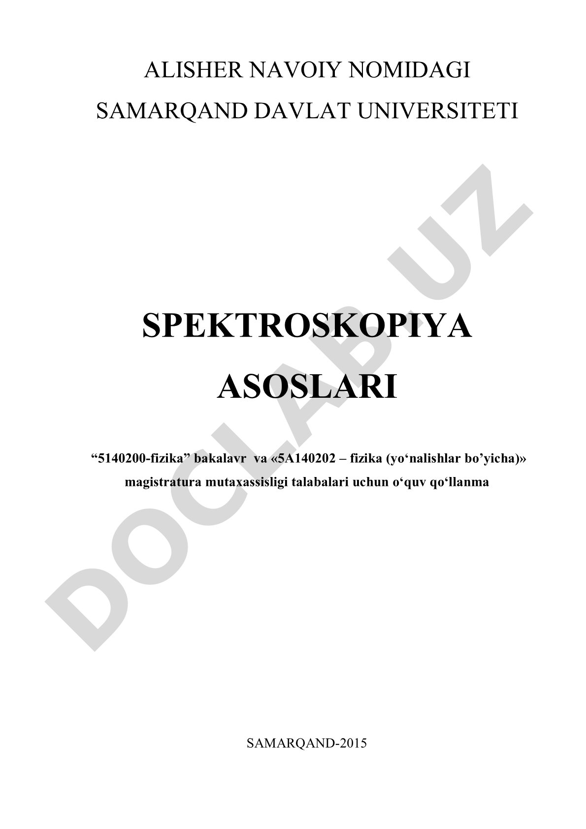 Spektroskopiya asoslari