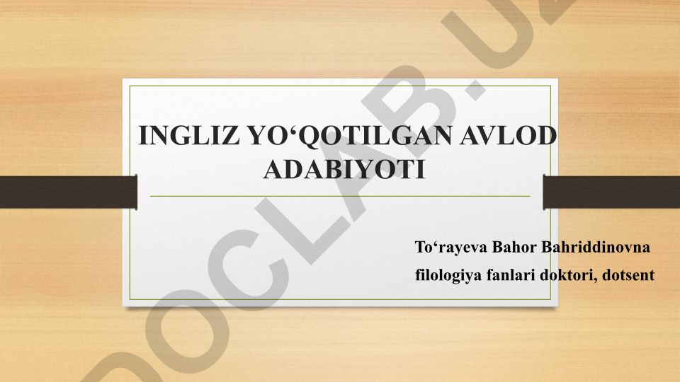 Yo'qotilgan avlod adabiyotining yuzaga kelishi va davr muammolari