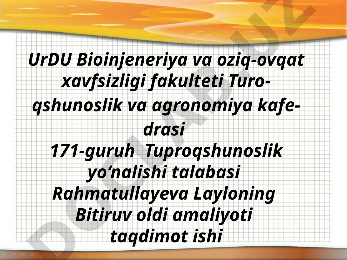 Tuproqlarning oziq-ovqat yetishtirishdagi ahamiyati va innovatsion texnologiyalar