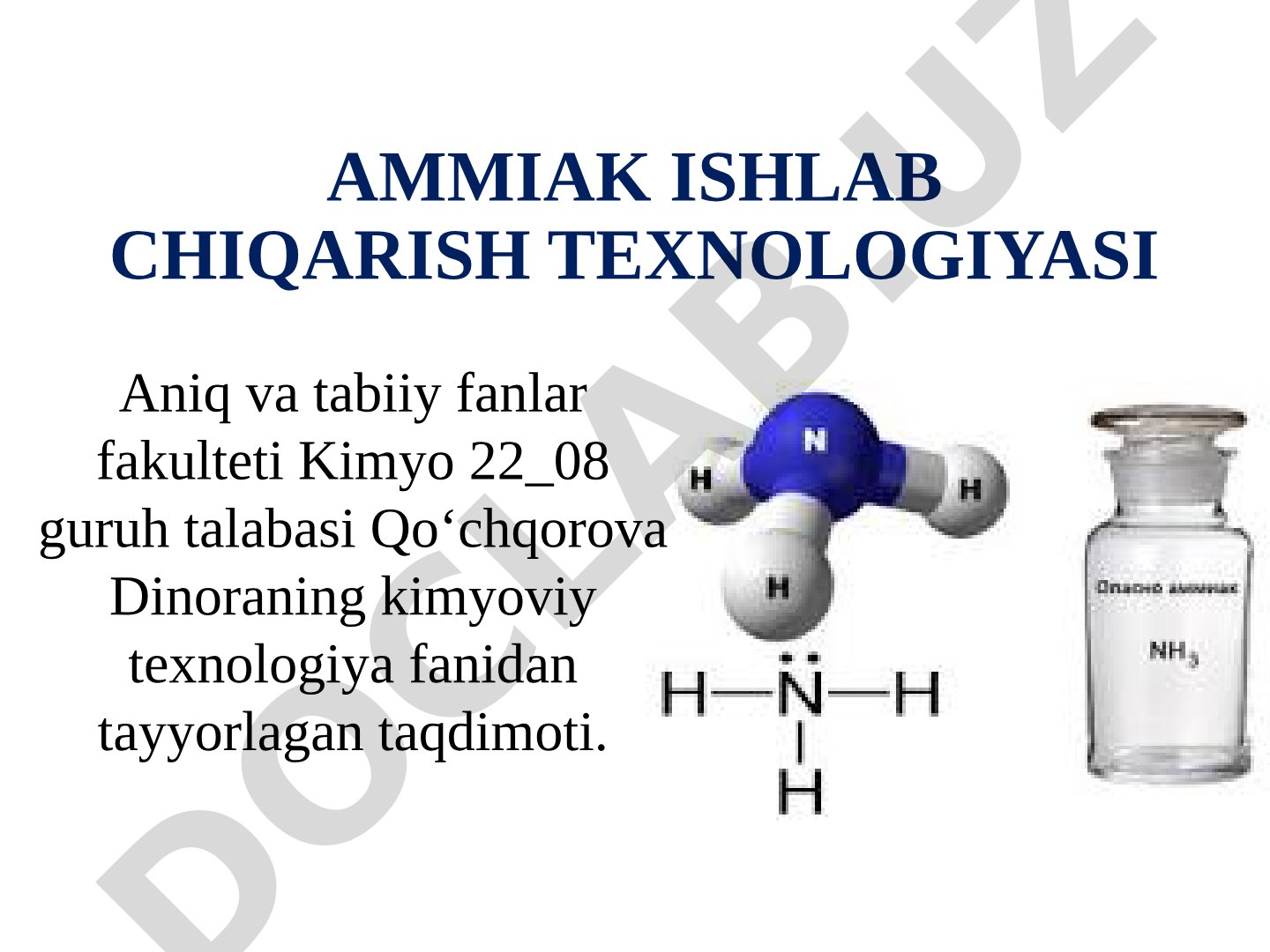 Ammiak ishlab chiqarish texnologiyasi
