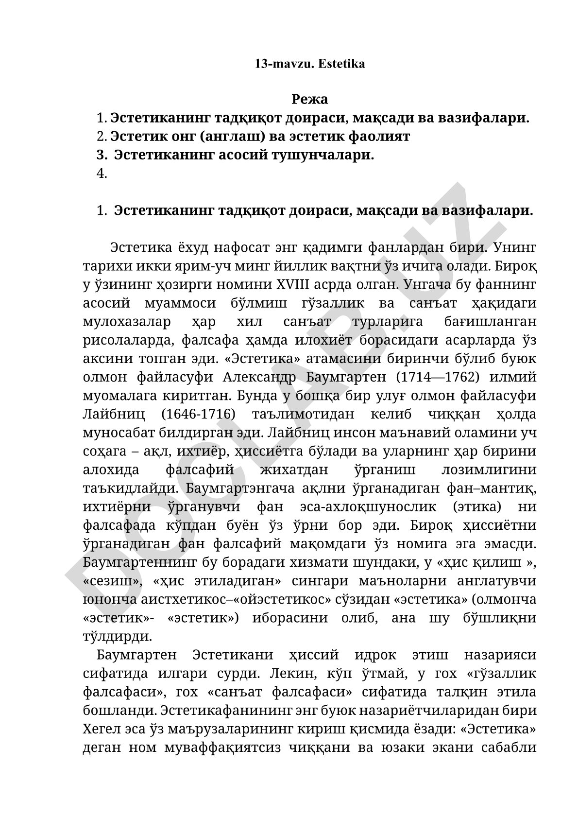 Estetika tadqiqot doirasi, maqsadi va vazifalari