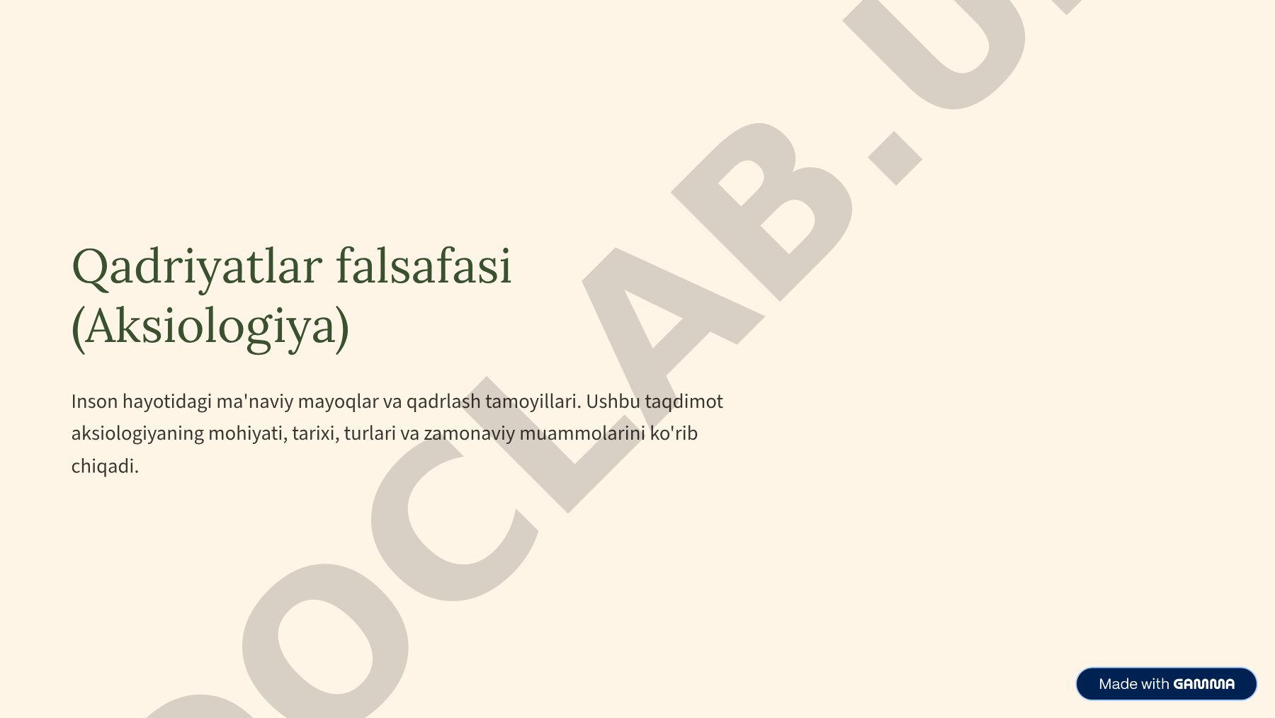 Qadriyatlar falsafasi (Aksiologiya)