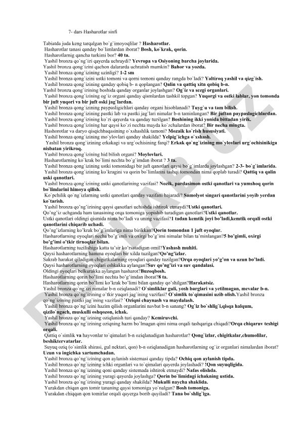 Hasharotlar sinfi va yashil bronza qo'ng'izining tuzilishi