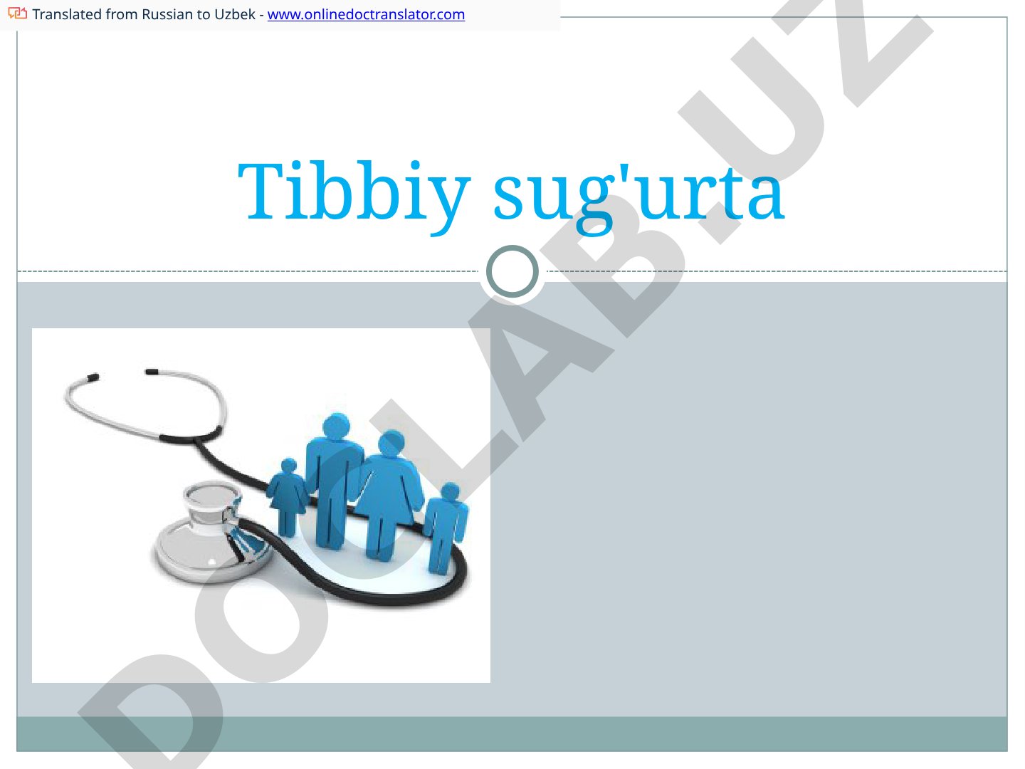 Tibbiy sug'urta kontseptsiyasi va majburiy tibbiy sug'urta