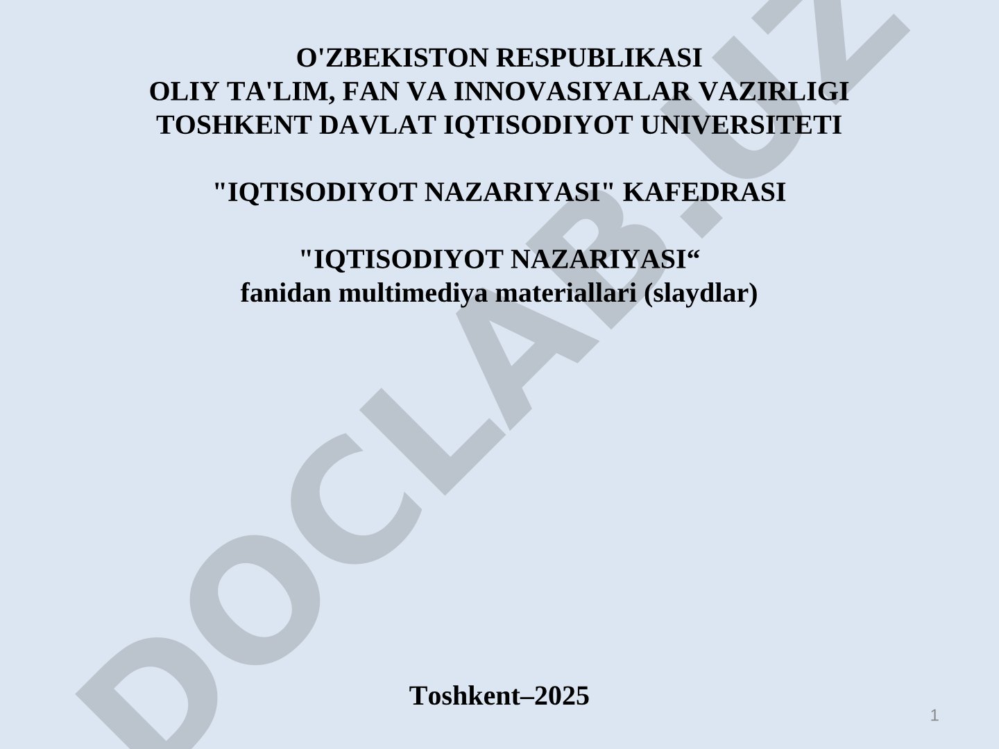 Milliy iqtisodiyotning qaror topishi va uning makroiqtisodiy ko‘rsatkichlari